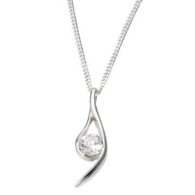 sterling Silver 18 Cubic Zirconia Scoop Pendant