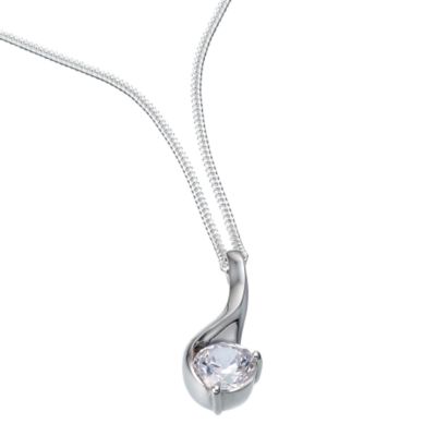 sterling Silver Cubic Zirconia Comma 18 Pendant