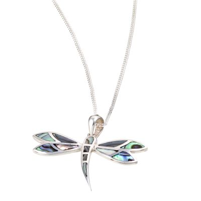Sterling Silver Abalone 18" Butterfly Pendant