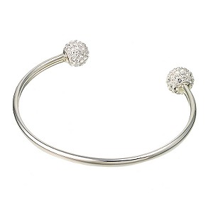 sterling Silver Crystal Bauble Torque Bangle