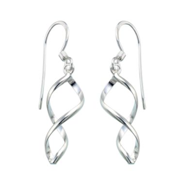 Sterling Silver Open Twist Drop Earrings