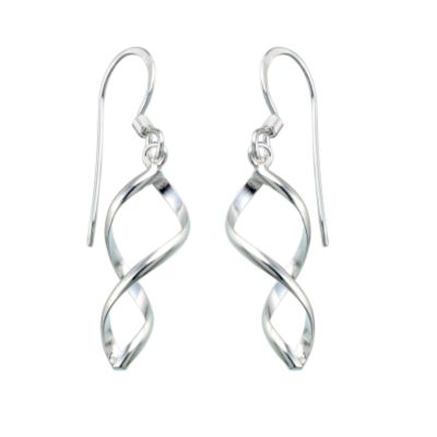 Sterling Silver Open Twist Drop Earrings