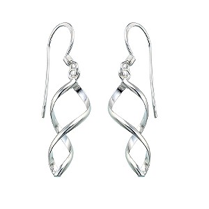 Sterling Silver Open Twist Drop Earrings