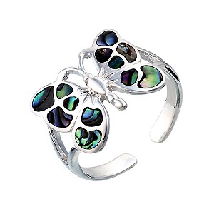 Sterling Silver and Abalone Butterfly Ring