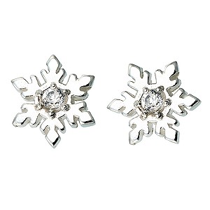 sterling Silver Cubic Zirconia Snowflake Stud Earrings