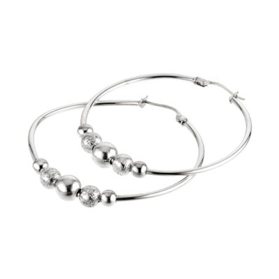 Sterling Silver Bead Hoop Earrings - Product number 6506879