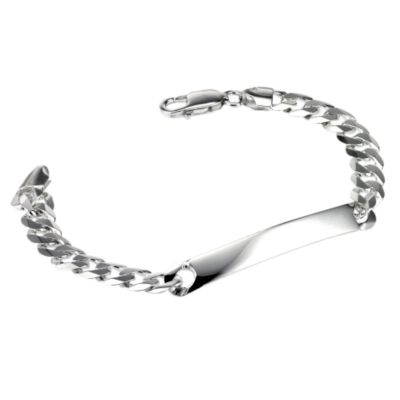 sterling Silver Flat Curb ID Bracelet 7.5`