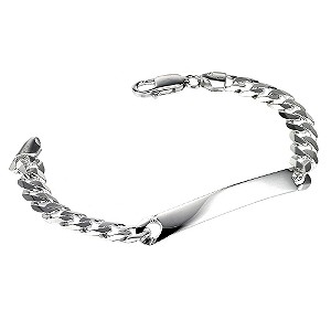 sterling Silver Flat Curb ID Bracelet 7.5`