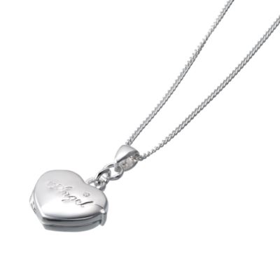 Sterling Silver Cubic Zirconia Angel Heart Locket 16" - Product number 6507034