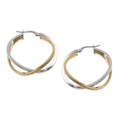 9ct two colour gold cross over Creole earrings - Product number 6509282