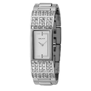 Ladies`Stone Encrusted Stainless Steel Bracelet Watch