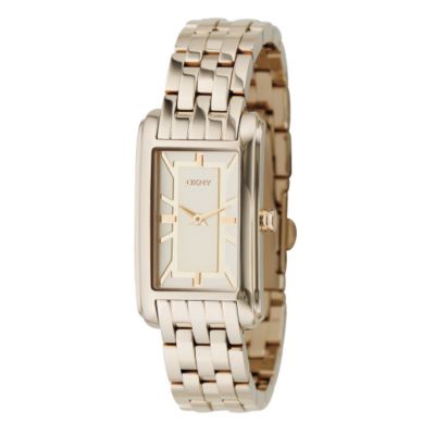 DKNY Ladies`Gold Plated Rectangular Dial Bracelet Watch