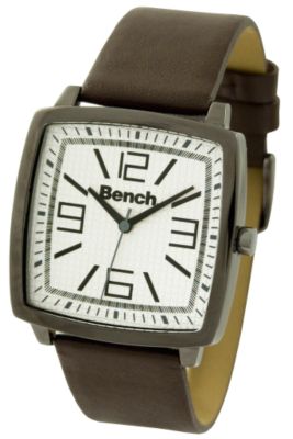 Bench Men's Gunmetal White Dial Leather Strap Watch - Product number 6510140