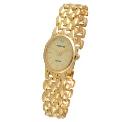 Accurist Gold Ladies' 9ct Gold Diamond Set Bracelet Watch - Product number 6510205