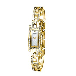Ladies`Gold Plated Stone Set Bracelet Watch