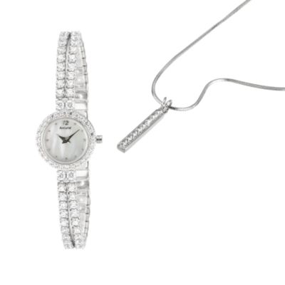 Accurist Ladies`Stone Set Bracelet Watch and Pendant Set