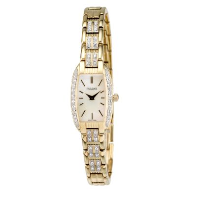 Ladies`Gold-Plated Stone Set Bracelet Watch