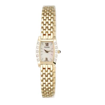 Ladies`Diamond Set Gold-Plated Bracelet Watch