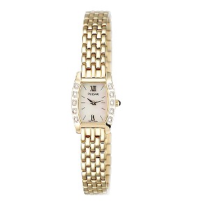 Ladies`Diamond Set Gold-Plated Bracelet Watch