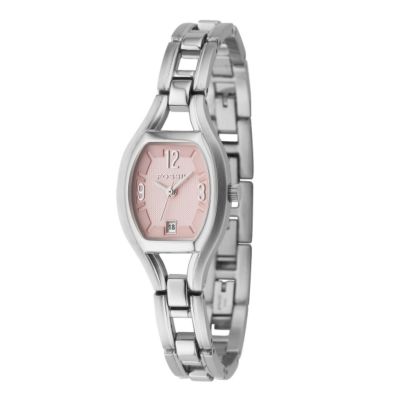 Ladies`Pink Dial Stainless Steel Bracelet Watch