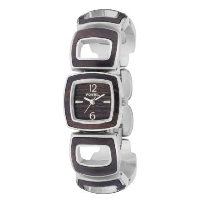 Ladies`Steel and Ebony Cushion Link Bracelet Watch