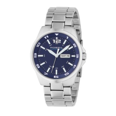 Fossil Men` Blue Dial Stainless Steel Bracelet Watch