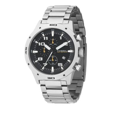 Fossil Men's Black Dial Chronograph Stainless Steel Bracelet Watch - Product number 6511589