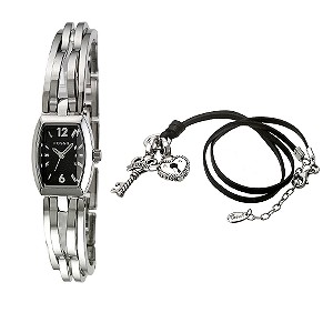 Ladies`Bracelet Watch and Charm Pendant Gift Set