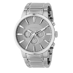 Fossil Men` Silver Dial Stainless Steel Bracelet Watch