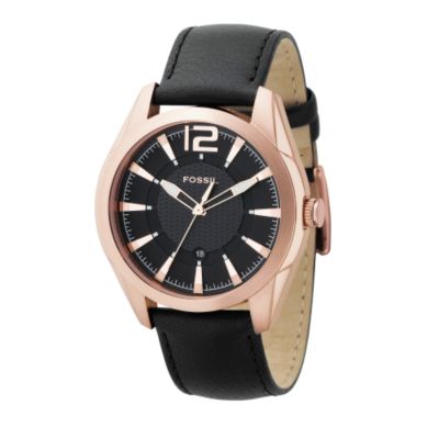 Fossil Men's Black Dial Leather Strap Watch - Product number 6511856