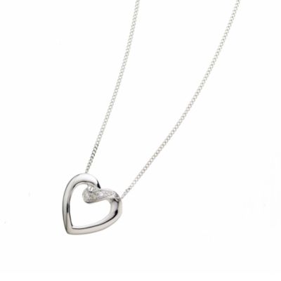 9ct white gold diamond heart pendant - Product number 6511910