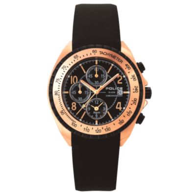 Police Navy X Men` Chronograph Rose Strap Watch