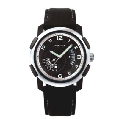 Police Charger Men` Black Dial Strap Watch