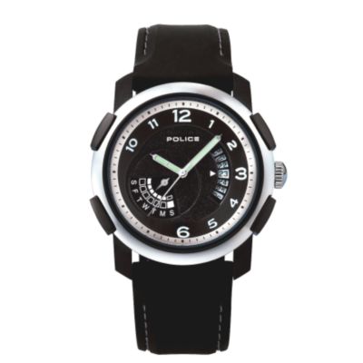 Charger Men` Black Dial Strap Watch