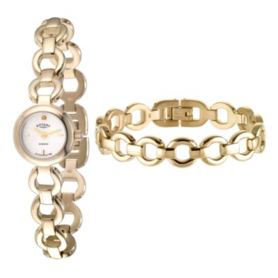Ladies`Gold Plated Watch and Bracelet Set