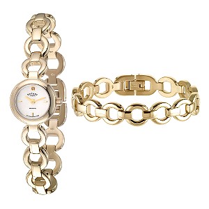Ladies`Gold Plated Watch and Bracelet Set