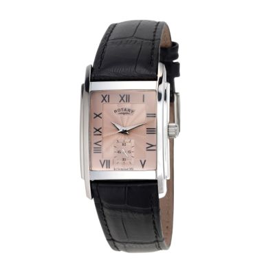 Men` Exclusive Black Leather Strap Watch