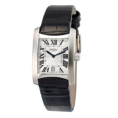 Rotary Bridgewater Men's Black Leather Strap Watch