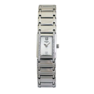 Ladies`Stone Set Stainless Steel Bracelet Watch