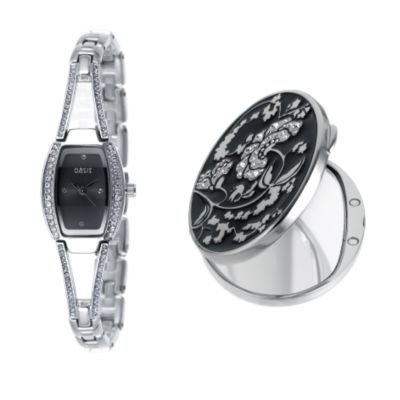 Oasis Ladies`Stone Set Bangle Watch and Compact Set