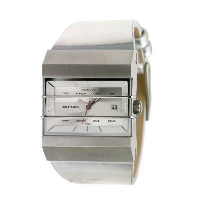 Diesel Men's Silver Dial Patent Leather Strap Watch - Product number 6513735