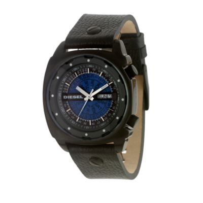Diesel Men's Rotating Bezel Black Leather Strap Watch - Product number 6513794