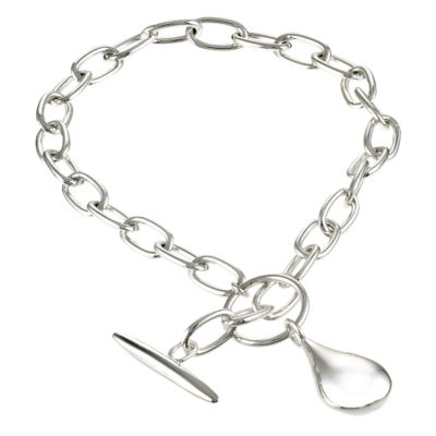 Fluid Sterling Silver Raindrop Charm T-bar Bracelet