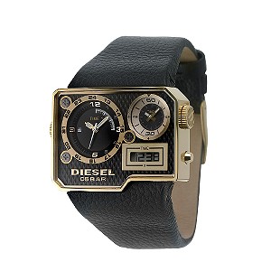 Diesel Men` Gold Plated Triple Dial Strap Watch