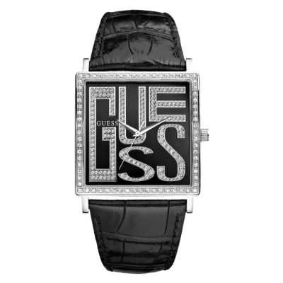 Guess Graphix Ladies`Stone Set Square Dial Strap Watch