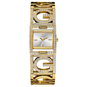 Guess G4G Ladies`Gold Plated Stone Set Bracelet Watch