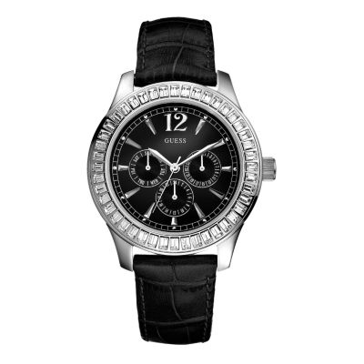 Guess Muse Ladies' Stone Set Black Strap Watch - Product number 6514278