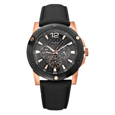Guess Challenge Black and Rose Gold Chronograph Strap Watch - Product number 6514332