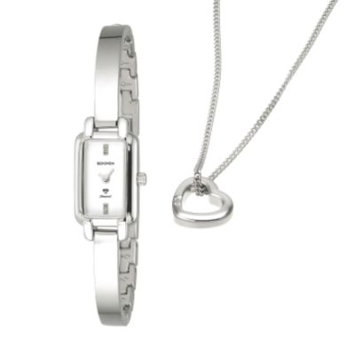 Exclusive Diamond-Set Watch and Heart Pendant Set