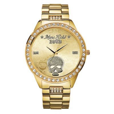 Marc Ecko The Havoc Skull Gold-Plated Stone Set Bracelet Watch - Product number 6515231